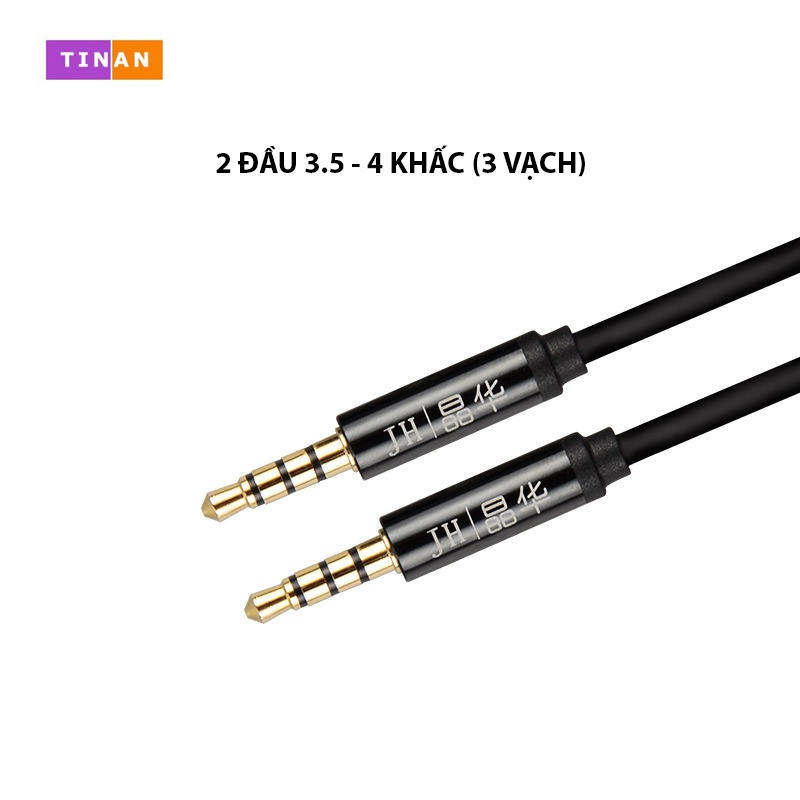 Dây Cáp Âm Thanh 2 Đầu Jack 3.5mm, 4 Khấc (3 Vạch), Dùng Kết Nối Điện Thoại Với Loa/ Xe Ô Tô