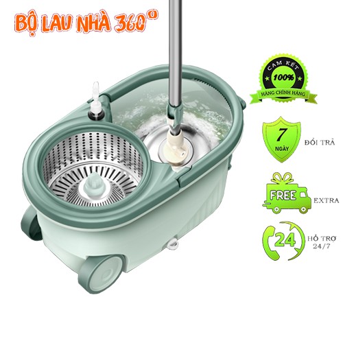 Chổi Lau Nhà Thông Minh, Chổi Lau Nhà 360 Độ, Hàng Chất Lượng Cao Cấp Với Ổ Vắt Kep Phân Tách, Bánh Xe To Di Chuyển Nhẹ
