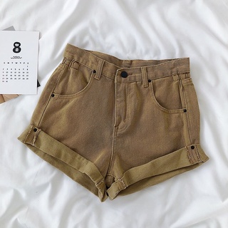 quần short jean chun eo gập gấu