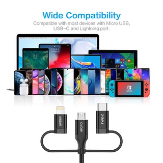 CHOETECH 3 in1 Cáp sạc Lightning / Type C / Micro USB Multi Cable cho Iphone