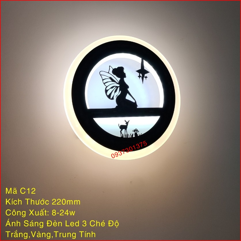 Đèn Tường Led Hiện Đại C12 Trang Trí Phòng Ngủ,Cầu Thang, Phong Khách, Đèn Led Ánh Sáng 3 Chế Độ, Bảo Hành 2 Năm
