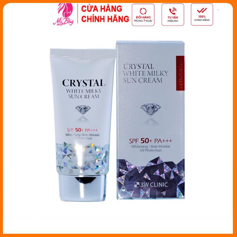 [Nhập Khẩu Hàn Quốc] Kem Chống Nắng 3W CLINIC CRYSTAL WHITE MILKY SUN CREAM SPF 50/ PA +++ Hàn Quốc 50ml