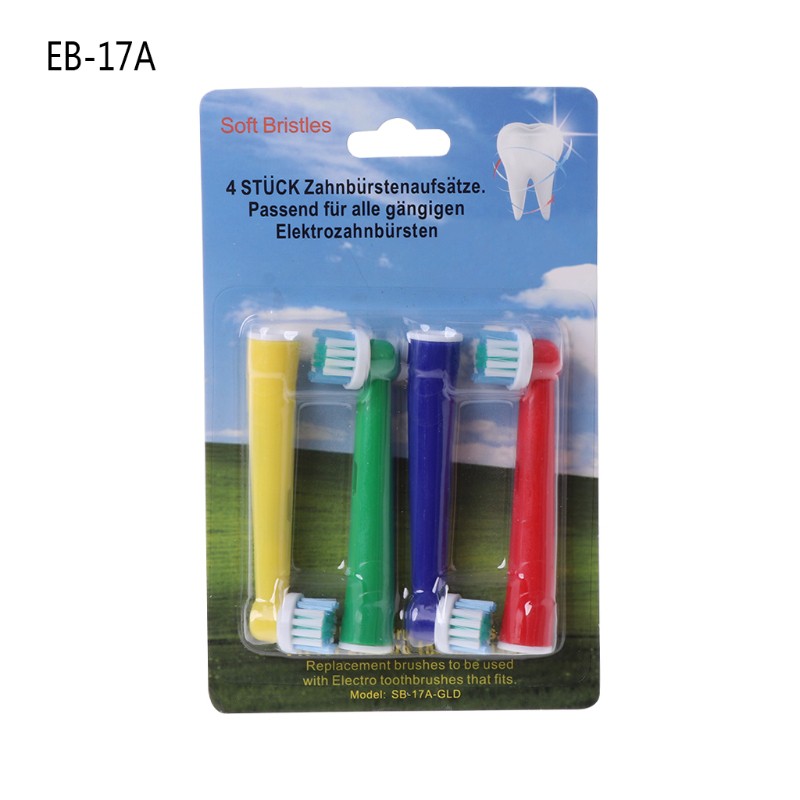 Bộ 4 đầu lông mềm chiều dài 7cm dùng cho bàn chải điện EB-17A với 4 màu khác nhau