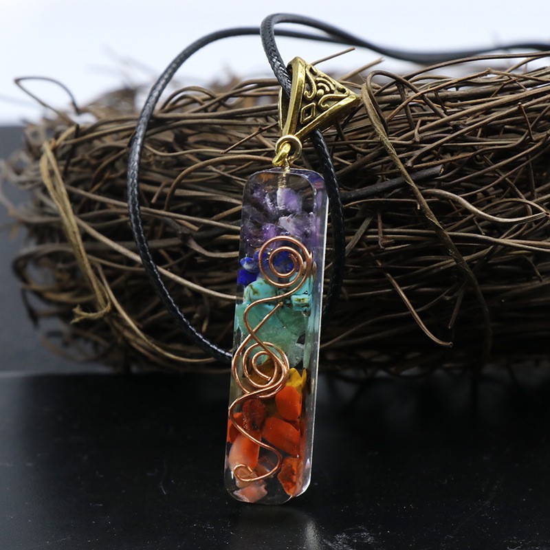 Mặt dây chuyền Orgonite Chakra Necklace 7 Luân Xạ Reiki