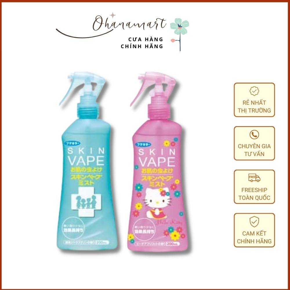 Xịt  muỗi skin vape Nhật Bản  xịt chống muỗi cho bé skin vape chai 200ml