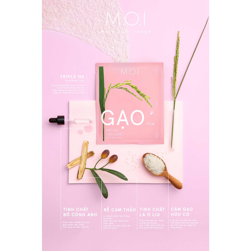 Mặt Nạ GẠO M.O.I Hộp 3 Miếng