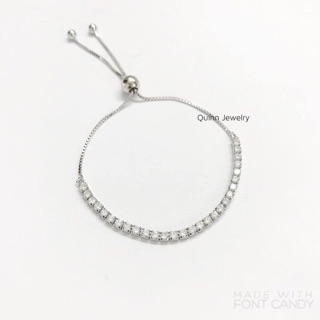 Lắc tay 1 hàng đá dây rút, lắc tay bạc nữ đính đá sang chảnh Quinn jewelry