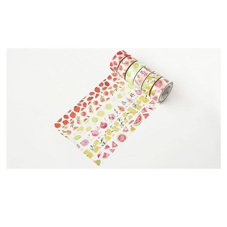 Washi tape cute Hoa quả miếng dán dễ thương trang trí sổ tay bullet journal nhật ký Lalunavn - A05