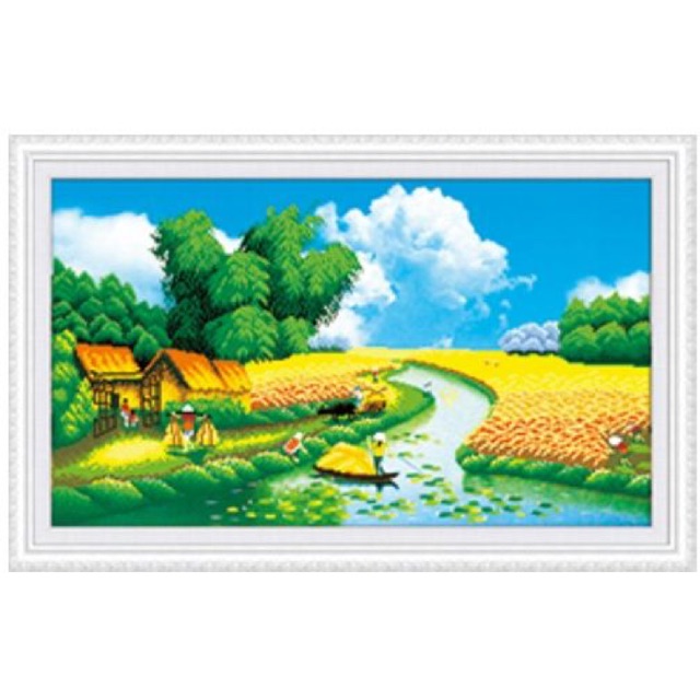 Tranh đính đá làng quê 1mx61cm