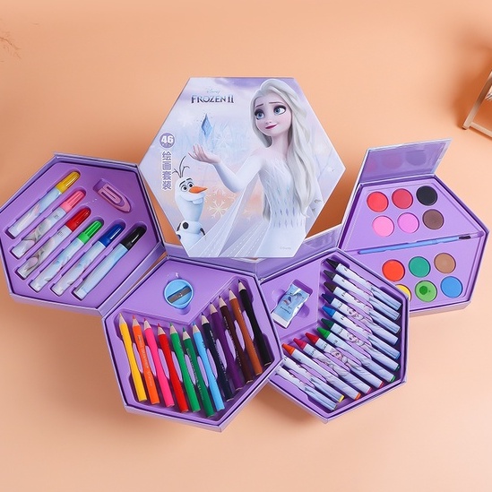 Hộp bút màu đa năng 42/46 chi tiết giúp bé học vẽ hiệu quả, hộp màu vẽ đa năng-DISNEY