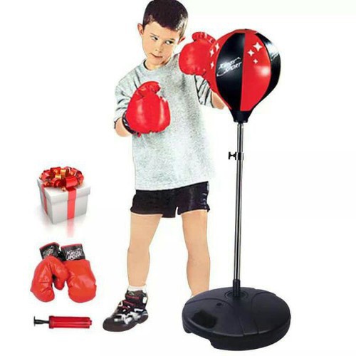 𝑩𝒐̣̂ Đ𝒐̂̀ 𝑪𝒉𝒐̛𝒊 Đ𝒂̂́𝒎 𝑩𝒐̂́𝒄 Cho Bé Boxing Set (có găng tay, trụ đỡ, giá đỡ)