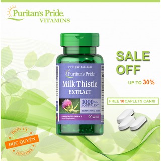 [Puritan's Pride] Viên uống giải độc gan Milk Thistle Extract 1000mg- chiết xuất từ cây kế sữa 90 viên- nhập khẩu từ Mỹ