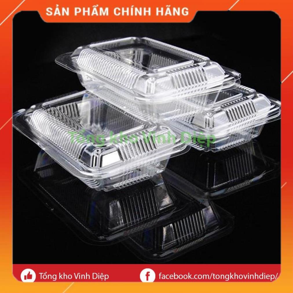 Combo 100 hộp nhựa dùng 1 lần đựng bánh su kem, gimbap, dâu tây, đồ ăn - H55 C55