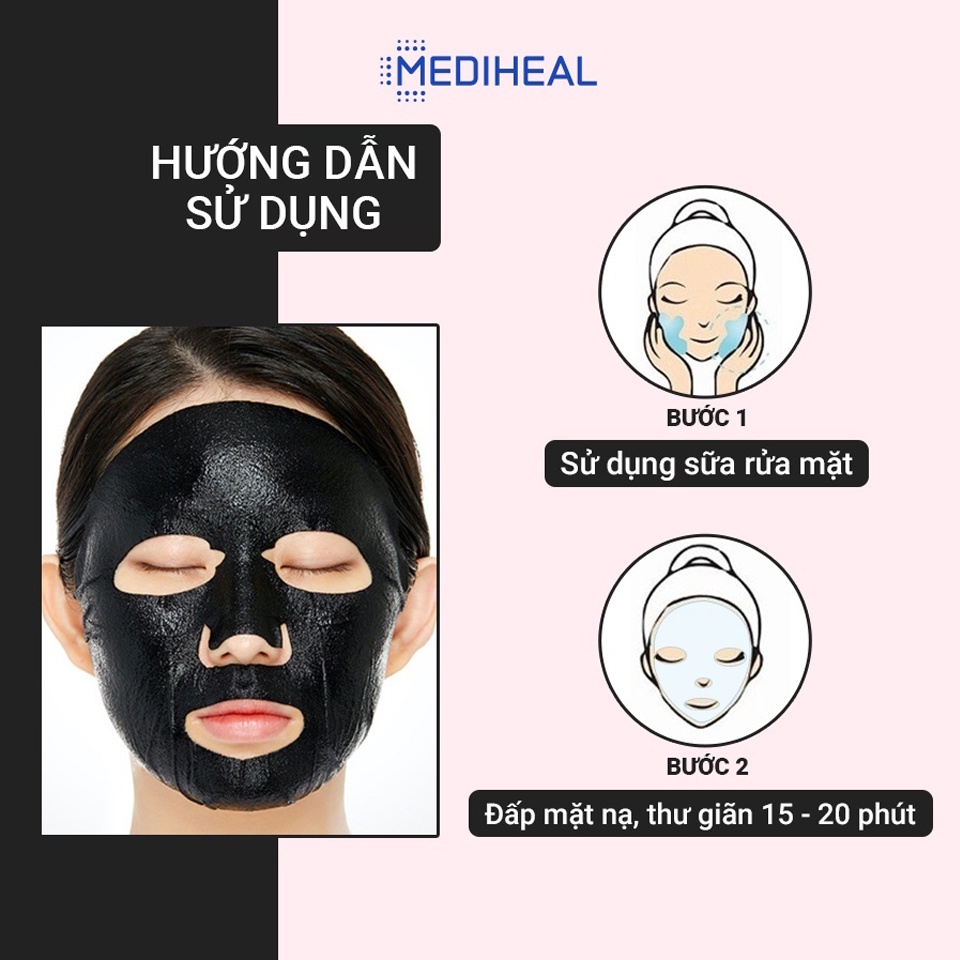 Mặt nạ Mediheal HDP Pore Stamping Black, mặt nạ than hoạt tính chống lão hóa mờ nếp nhăn