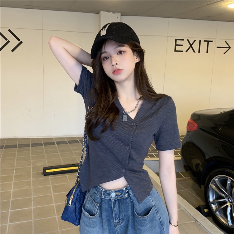 NZN Áo Thun Tay Ngắn Dáng Ôm Thiết Kế Độc Đáo Thời Trang Mùa Hè Xinh Xắn Cho Nữ