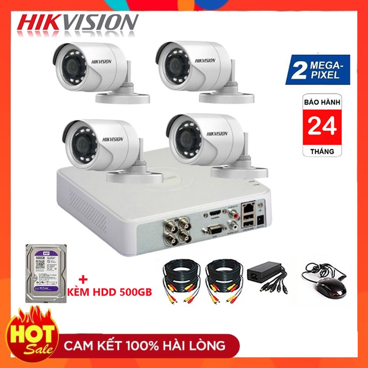 [Chính Hãng] Trọn Bộ Camera Hikvision 2MP FULL HD 1080P - Hàng chính hãng - Đầy đủ phụ kiện