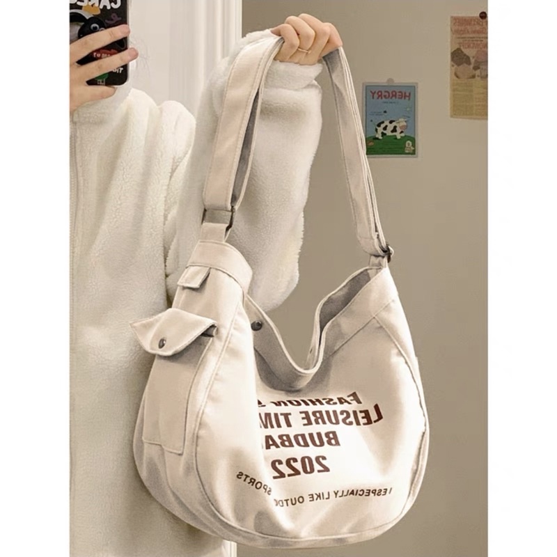 (Có sẵn Be/Nâu) TÚI VẢI UNISEX NAM NỮ TÚI CANVAS ĐEO CHÉO ULZZANG ĐI HỌC ĐI CHƠI