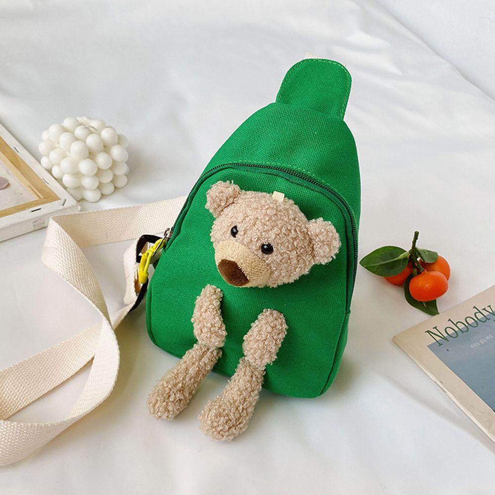 Túi Đeo Chéo Ngực Đựng Điện Thoại Bằng Vải Bông Chống Nước Sức Chứa Lớn Hình Gấu Hoạt Hình Dễ Thương REBUY1