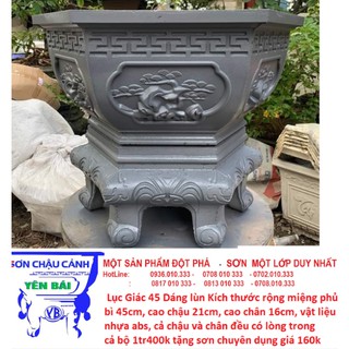 KHUÔN CHẬU CẢNH ABS SIÊU BỀN LỤC GIÁC 45cm CHÂN ĐÔN KỶ TẶNG BÚA CAO SU