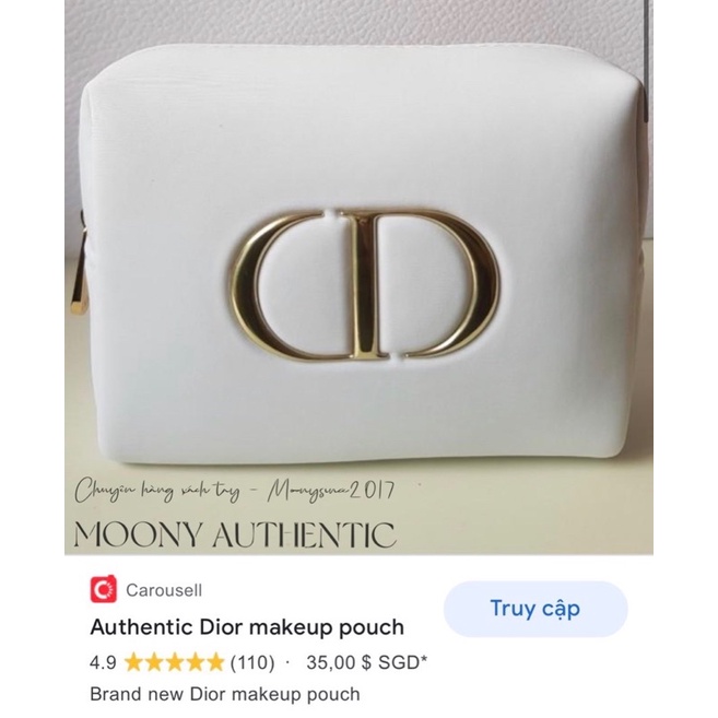 Ví pouch Dior gift trắng phối dây nơ siêu xinh