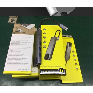 Hub Type-C sang Lan RJ45 + HDMI 4K USB 3.0 + PD 6IN1 USB C sang HDMI