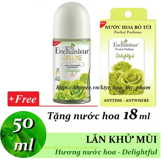 Enchanteur - Lăn khử mùi hương nước hoa Delightful 50 ml + Tặng nước hoa bỏ túi 18 ml