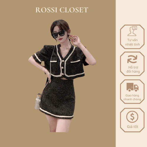 Set áo croptop kèm chân váy phong cách sang chảnh siêu xinh_ hàng Order