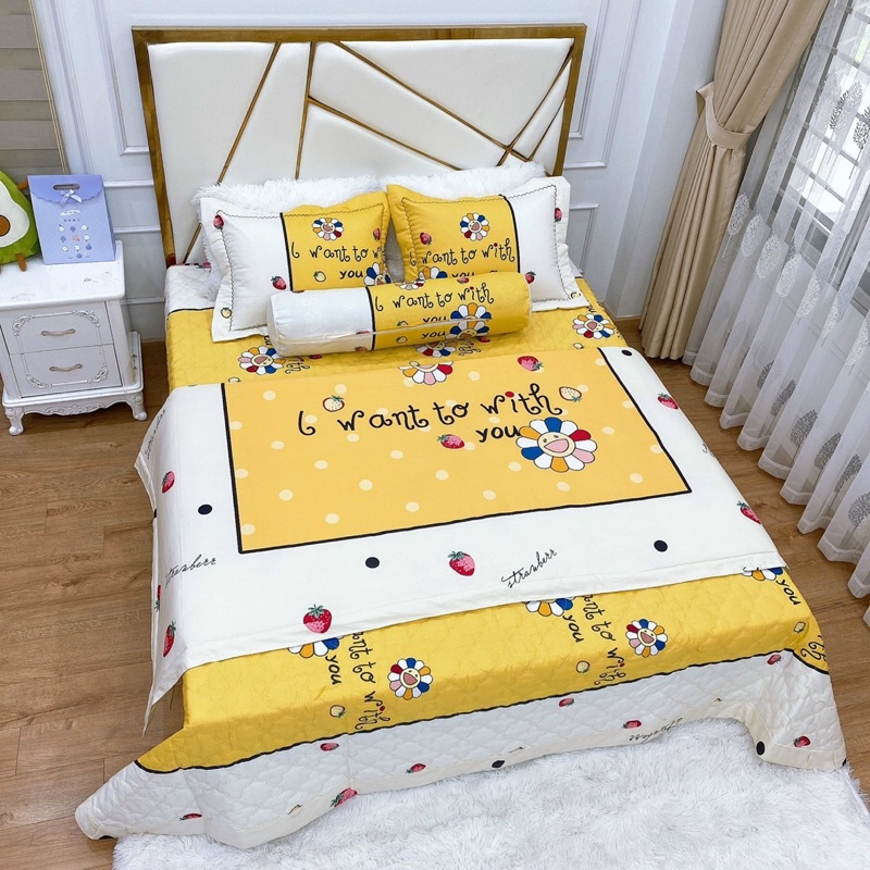 Bộ Ga gối chăn hè Cotton Organic cao cấp, ga phủ trần bông (Nhắn tin/ Ghi chú chọn mẫu) | BigBuy360 - bigbuy360.vn
