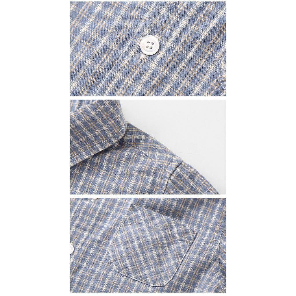 Áo Sơ Mi Tay Dài Sọc Ca Rô 4 Màu Thời Trang Xuân Thu 2023 Cho Bé Trai