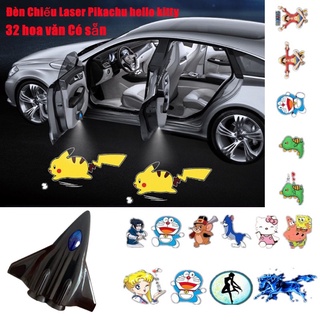🔝32 hoa văn🔝Đèn Led chiếu cửa họa Sạc qua USB cho xe hơi Đèn chiếu laser không dây gắn cửa xe hơi hình phim hoạt hình năng động hello kitty Pikachu trang trí