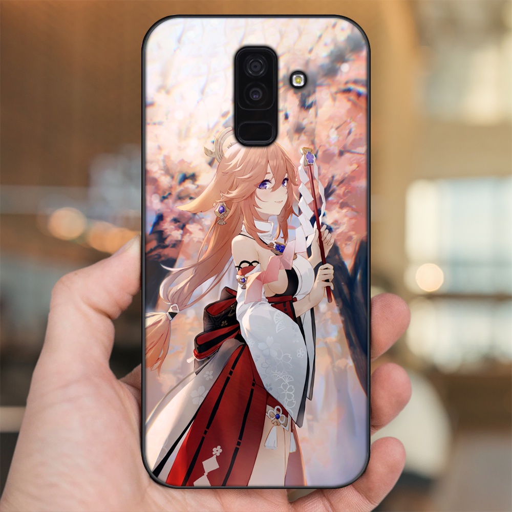 Ốp lưng Samsung A6 Plus viền đen in hình Yae Miko Genshin Impact