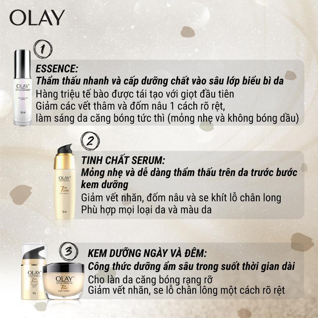 Combo 3 Sản Phẩm  Olay Total Effect: Kem Dưỡng Da ngày &amp; đêm 50G/ hộp và Sữa rửa mặt 100G