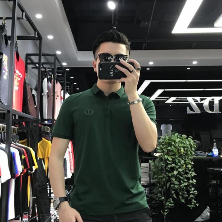 Mẫu áo POLO xanh ve chai thêu ngực-cổ bẻ cao cấp vải cotton cá sấu form chuẩn D1 -KO Fashion