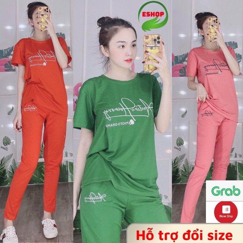 Đồ bộ nữ đồ mặc nhà bigsize 45 -85kg Sét đồ bộ nữ thể thao dễ thương thun cotton quần dài thoáng mát ESHOP DB04