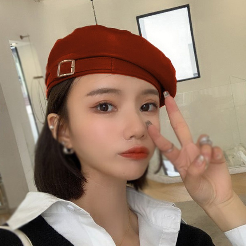 Mũ beret da PU phong cách cổ điển 56-58cm thời trang cho nữ