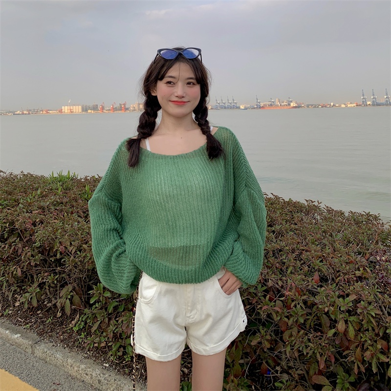 Áo sweater NZN dệt kim tay dài cổ tròn dáng rộng thời trang dành cho nữ có 5 màu tùy chọn