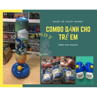 Combo Trụ hơi đấm bốc phản xạ 1m2 + Găng tay trẻ em Walon, Bộ Sản Phẩm Dành Cho Trẻ Em từ 3 đến 12 tuổi