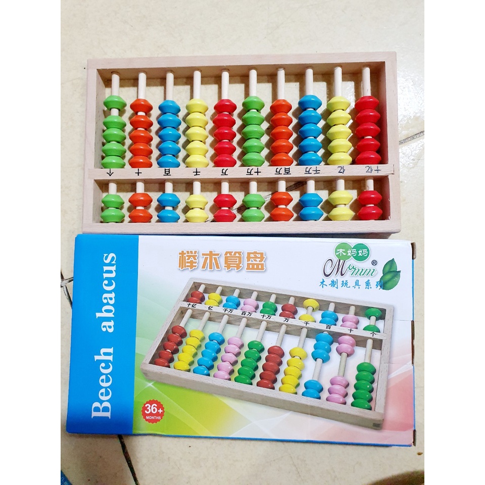 Bảng tính gảy hạt , bàn tính Soroban 10 cột bằng gỗ cao cấp cho bé