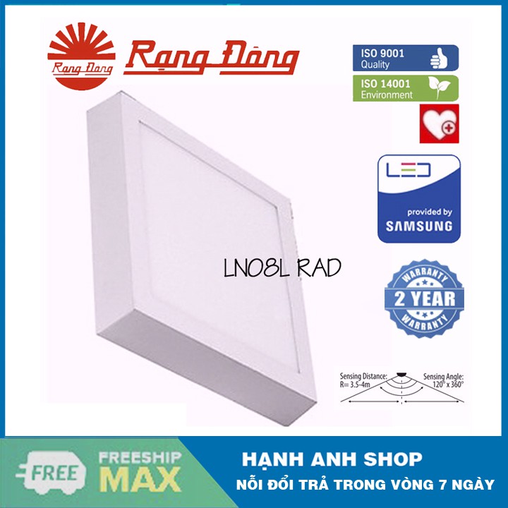 Đèn LED Ốp Trần Vuông Cảm Biến Rạng Đông D LN08L.RAD