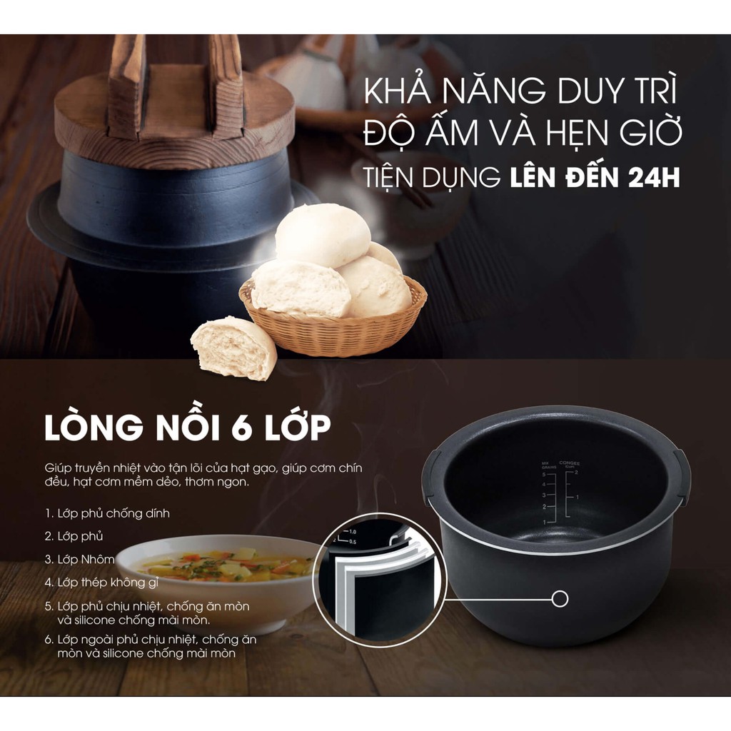 Nồi cơm điện cao tần Sharp 1.8 lít KS-IH190V-BK/GL/RD- Hàng chính hãng | BigBuy360 - bigbuy360.vn