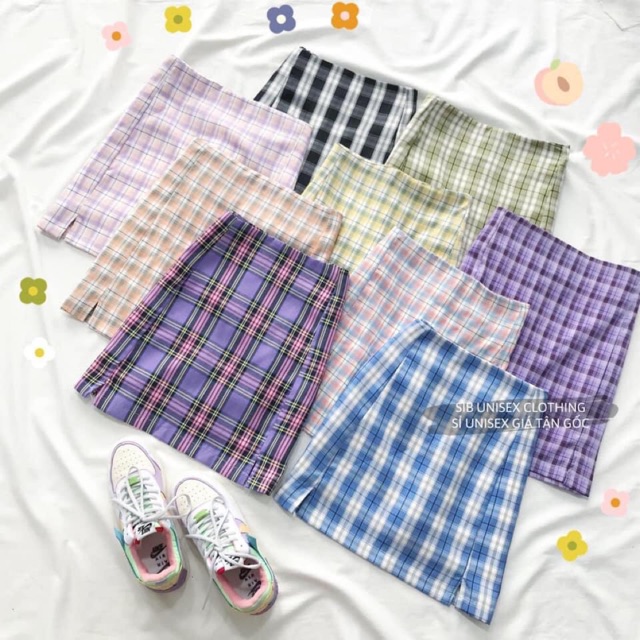 Chân Váy Caro Chữ A Lưng Cao Dáng Ôm Hợp Thời Trang Dành Cho Nữ