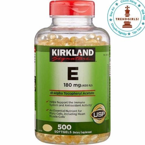 Vitamin E Kirkland 400 IU, Mỹ (500 viên) trẻ hóa da, chống lão hóa cho phụ nữ từ 12 tuổi trở lên - trend girls online