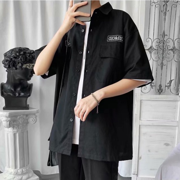 Áo Sơ Mi Tay Ngắn Unisex G S Dành Cho Cả Nam Và Nữ Với Vải Kaki Dày Dặn Và Thoáng Mát