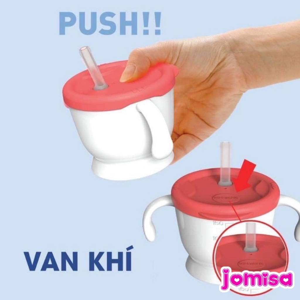 Cốc tập uống tập hút 3 giai đoạn Kichilachi cho bé có vạch chia 150ml JOMISA AD15