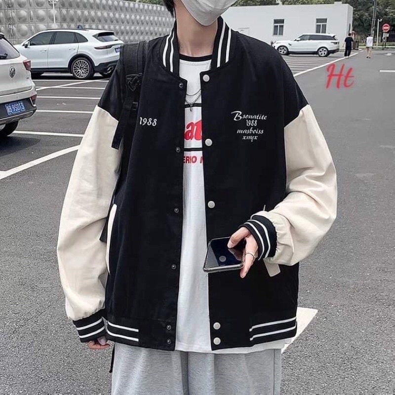 Áo khoác bomber 1988 AMIRIhàng 1 lớp cổ, tay áo và gấu áo có bo dệt xịnfreesize 55kgphong cách hàn quốc; thể thao