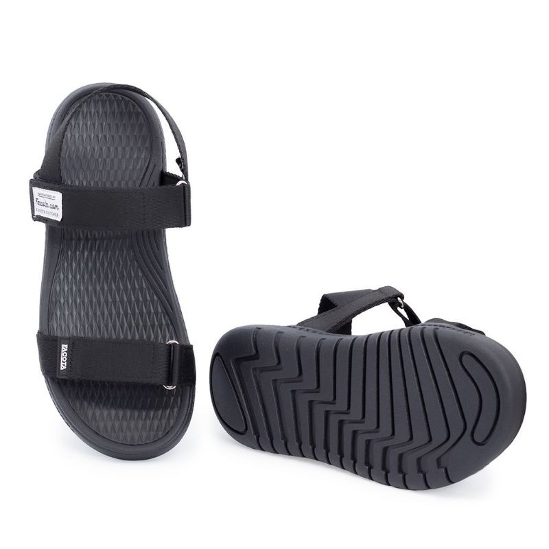 Giày sandal nam nữ FACOTA 2 quai Đen quai dù, đi học [Freeship]