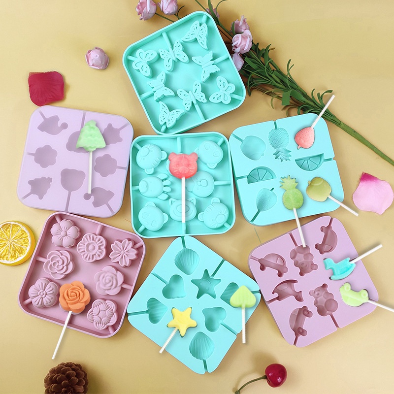 Khuôn Silicone Làm Kẹo Mút / Sô Cô La Hình Hoa Hồng / Bươm Bướm Xinh Xắn