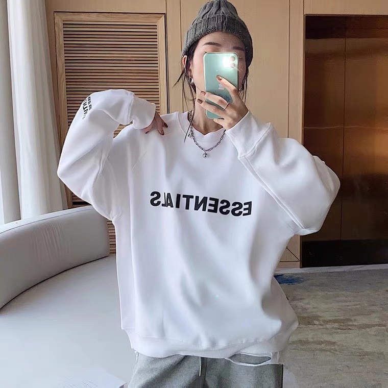 Áo sweater nam nữ ESSENTIALS form rộng cổ tròn, tay áo bồng, chất nỉ nhập ngoại, co dãn tốt và thấm hút mồ hôi hiệu quả | BigBuy360 - bigbuy360.vn