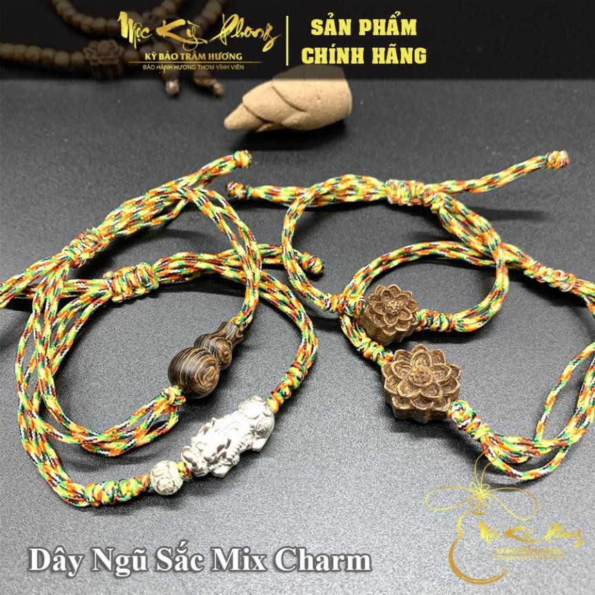 Vòng Tay Handmade Mix Charm Hồ Lô, Hoa Sen Bằng Trầm Hương [Mộc Kỳ Phong] Vòng Tay Chỉ Đỏ, Ngũ Sắc Mix Tỳ Hưu Bạc