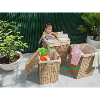 Giỏ đựng đồ đa năng Vintage, thùng cói đựng quần áo có nắp và có lót vải, thùng cói c1, c2 và c3